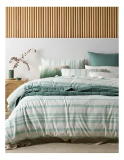 Walter Tencel Linen Block Quilt Cover Set In Morning Mist