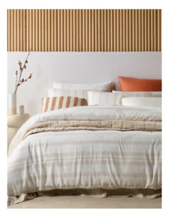 Walter Tencel Linen Block Quilt Cover Set In Natural