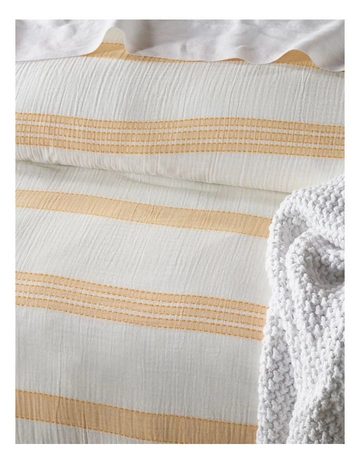 Lagoon Cotton Gauze Stripe Quilt Cover Set In Yellow 4 Lagoon Cotton Gauze Stripe Quilt Cover Set In Yellow - Image 2