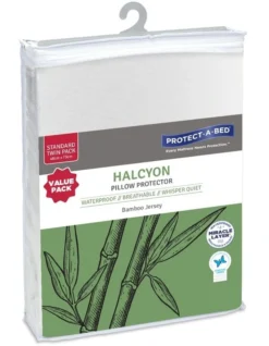 Halycon Bamboo Jersey Waterproof Pillow Protector Twin Pack