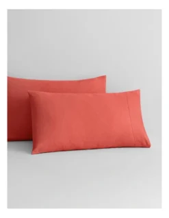 Abbotson Fitted Sheet In Washed Red -Bedding Shop 949489480 3 720x928