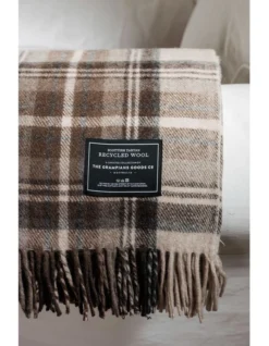 Heritage Collection Recycled Wool Scottish Tartan Blanket In Malt