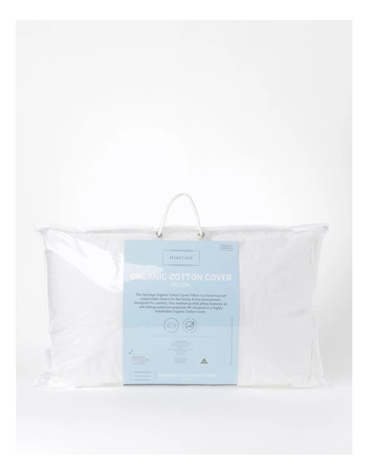 Heritage Organic Cotton Cover Medium Pillow In White 3 Heritage Organic Cotton Cover Medium Pillow In White
