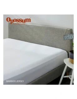 Bamboo Jersey Waterproof Fitted Mattress Protector In White -Bedding Shop 954850960 3 720x928