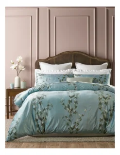 Heritage Ivy Embroidered Quilt Cover Set In Teal