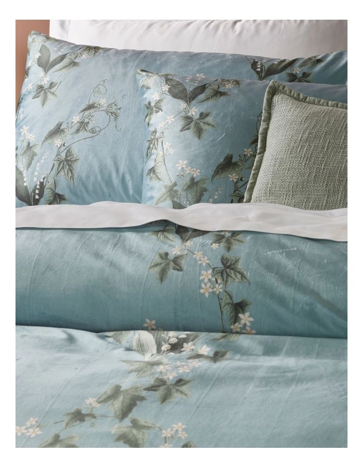 Heritage Ivy Embroidered Quilt Cover Set In Teal 4 Heritage Ivy Embroidered Quilt Cover Set In Teal - Image 2