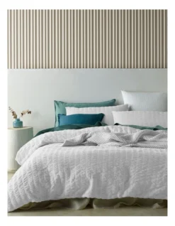 Mossman Seersucker Quilt Cover Set In White