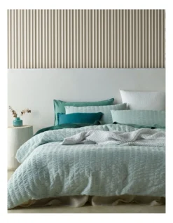 Mossman Seersucker Quilt Cover Set In Blue