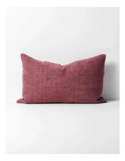 Heavy Linen Rectangle Cushion In Burgundy