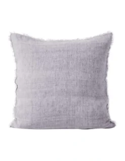 Vintage Linen Fringe Cushion In Lavender