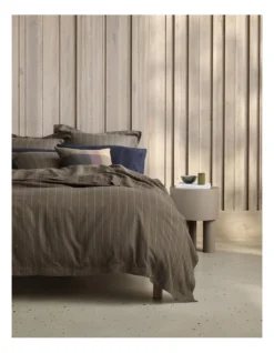 Abbotson Stripe Tailored Pillowcase Pair In Khaki -Bedding Shop 988991380 2 720x928