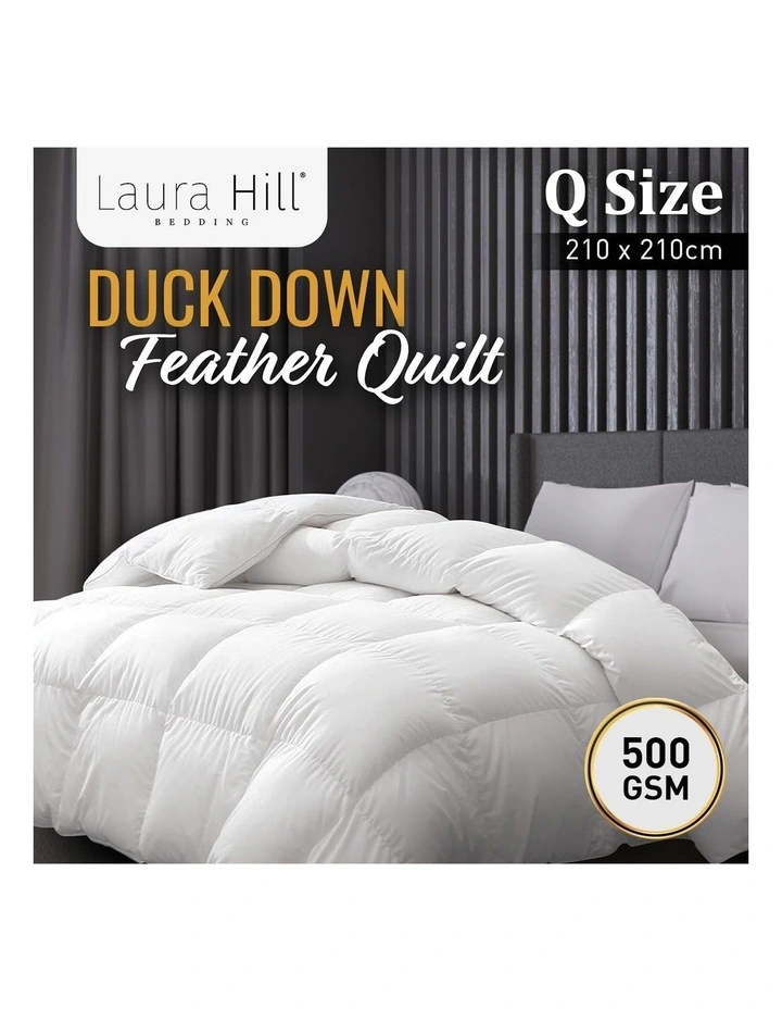Duck Down Feather Quilt 500GSM Comforter Doona Queen In White 5 Duck Down Feather Quilt 500GSM Comforter Doona Queen In White - Image 3