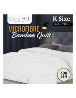 Microfibre Bamboo Quilt 400GSM Comforter Doona King In White -Bedding Shop 989376310 3 720x928